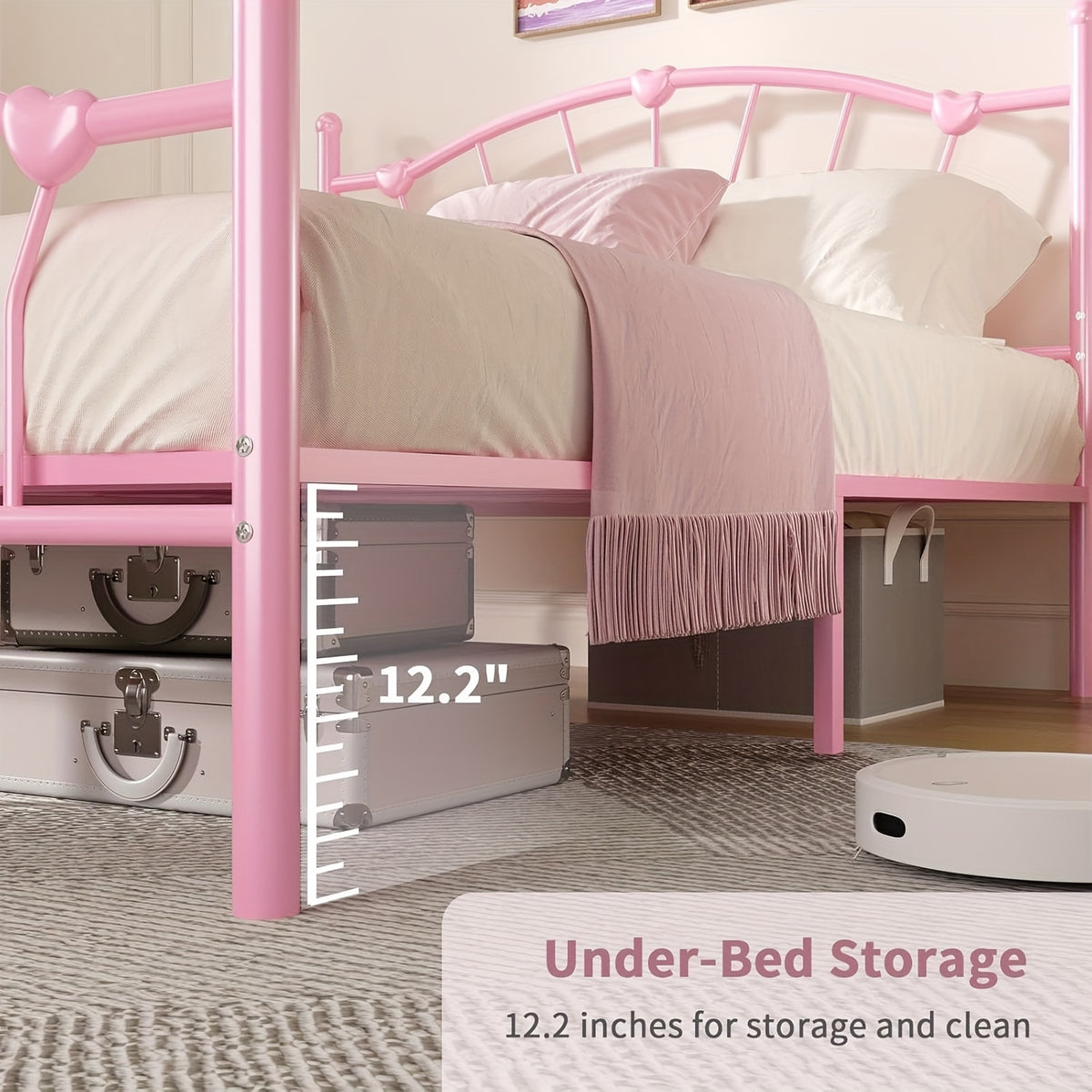 twin full queen size metal platform bed frame heart shaped - Temu