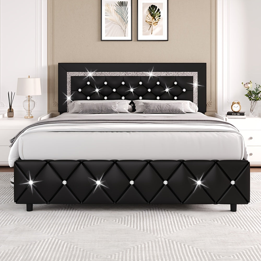 twin full queen king bed frame padded platform bed - Temu