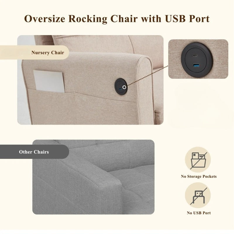 extra large beige rocking chair padded double width armchair - Temu