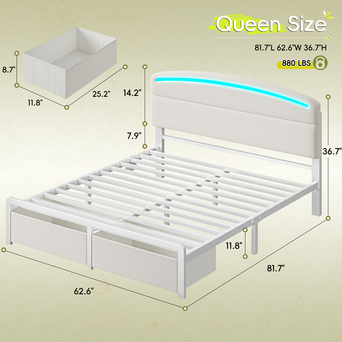 full queen king size bed frame curved headboard 2 3   - Temu
