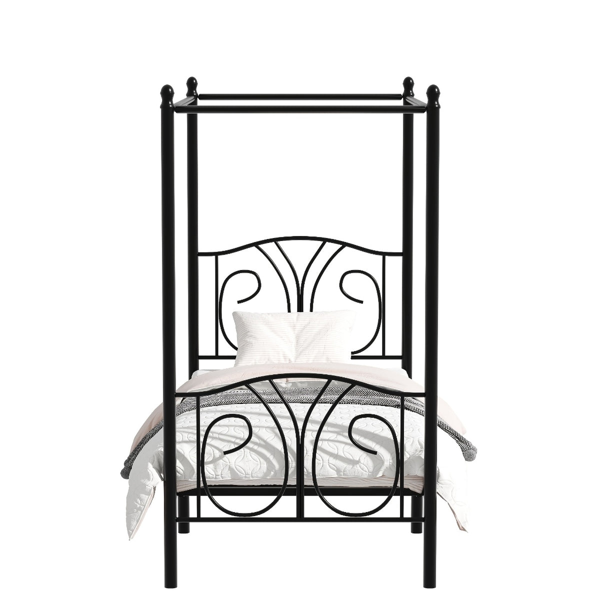 1 set   metal twin size canopy bed frame footboard - Temu