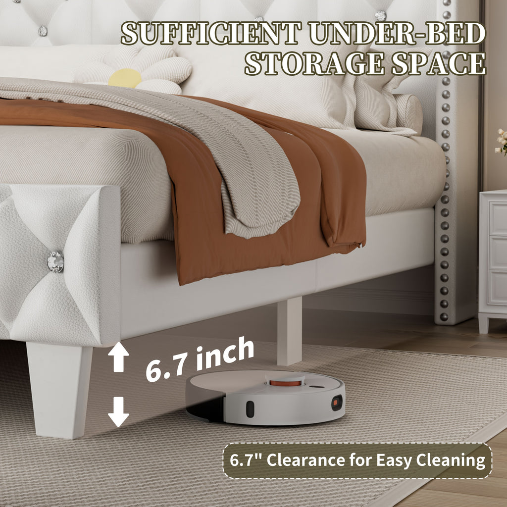 upholstered platform bed frame led lights tall bed frame - Temu