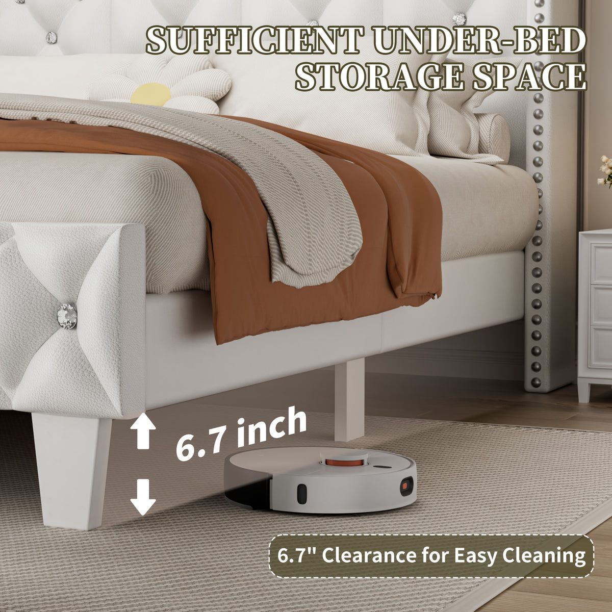 upholstered platform bed frame led lights tall bed frame - Temu
