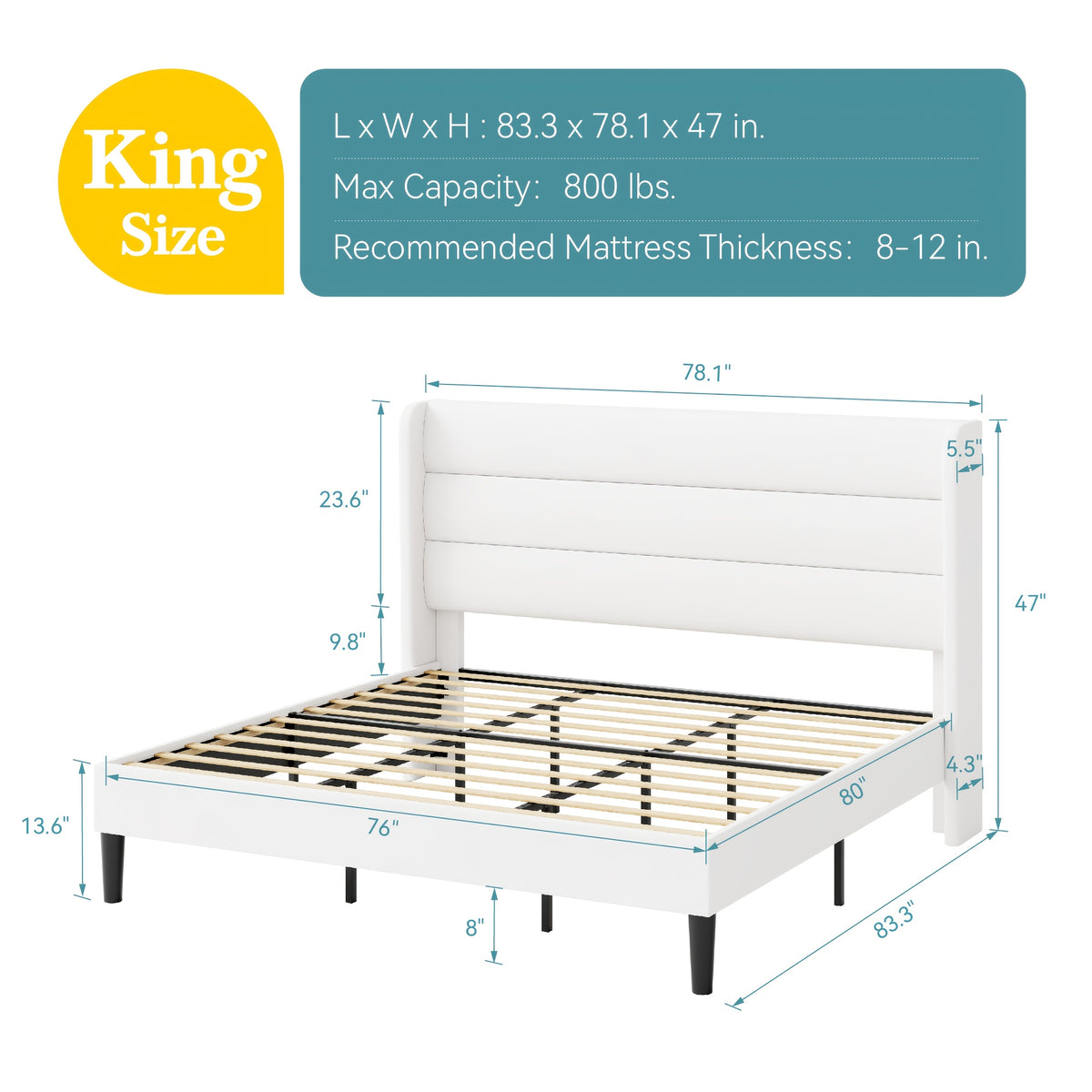 modern wingback platform bed frame velvet upholstered - Temu
