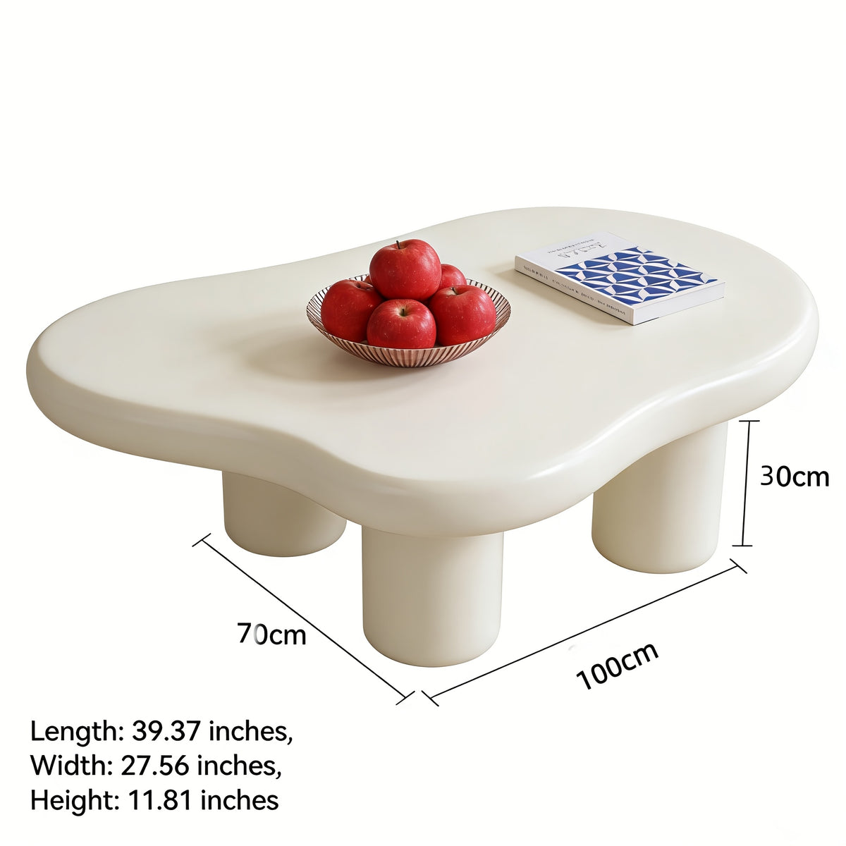39 37   shaped coffee table 27 56 w cream irregular - Temu