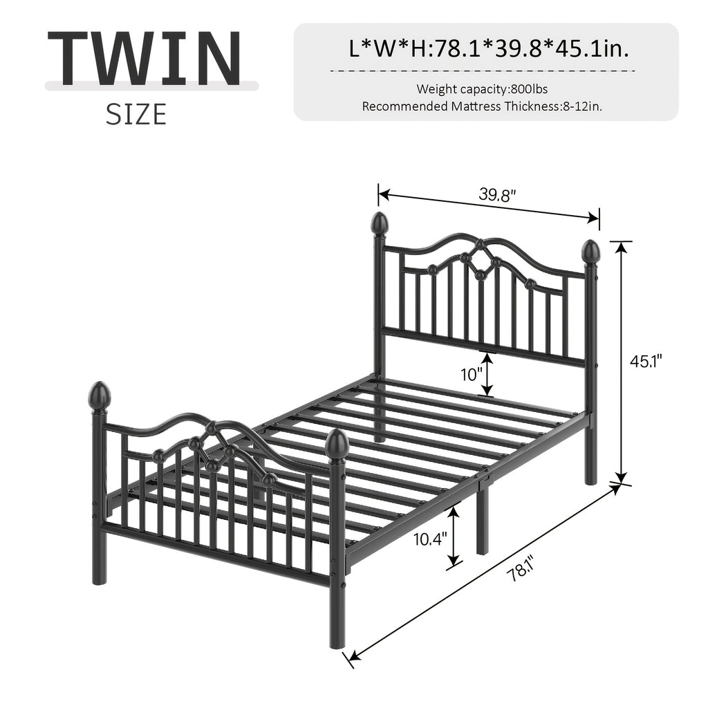 sturdy metal bed frame a victorian style headboard footboard - Temu