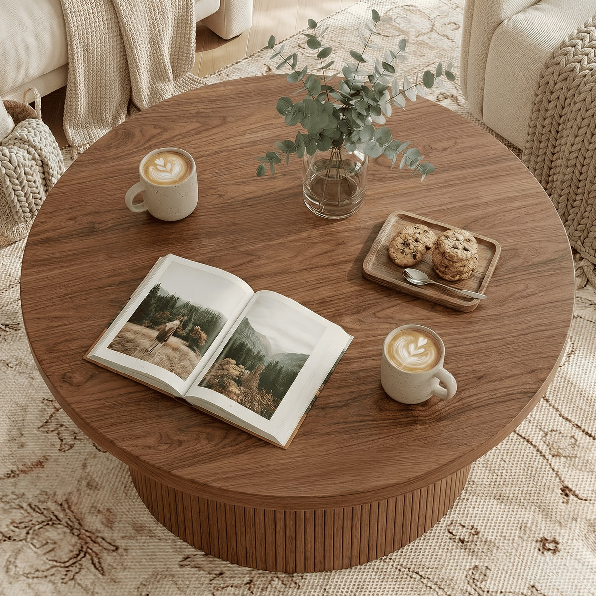 32 inch round coffee table modern suitable small space - Temu