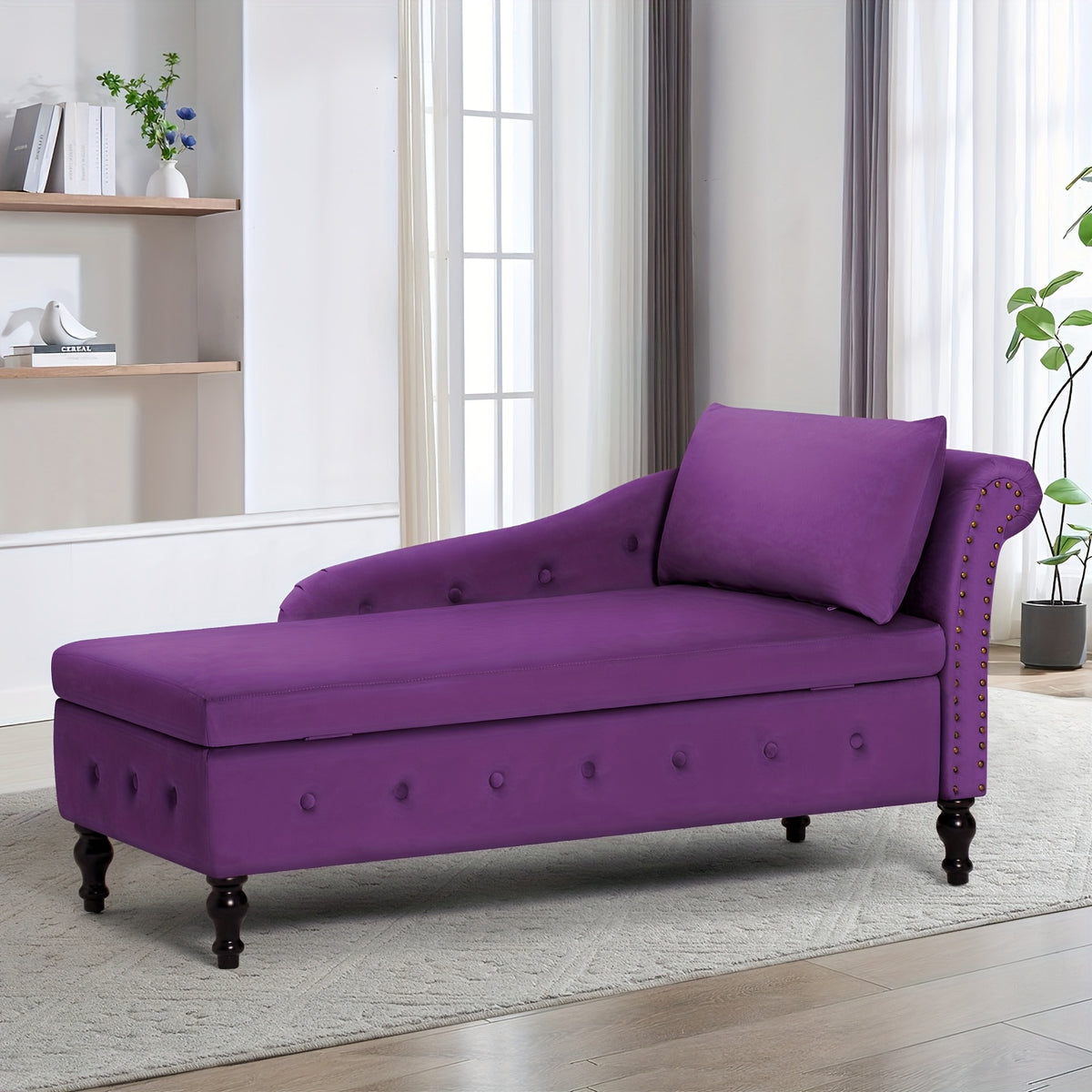 57 velvet upholstered storage chaise lounge pillow - Temu