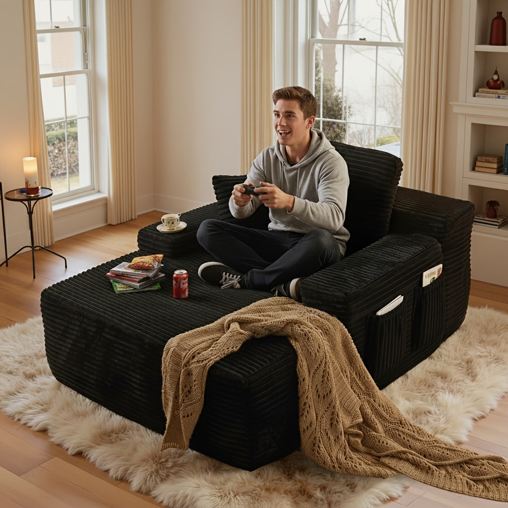 indoor lounge chair 47 24 flannel upholstered boneless sofa - Temu
