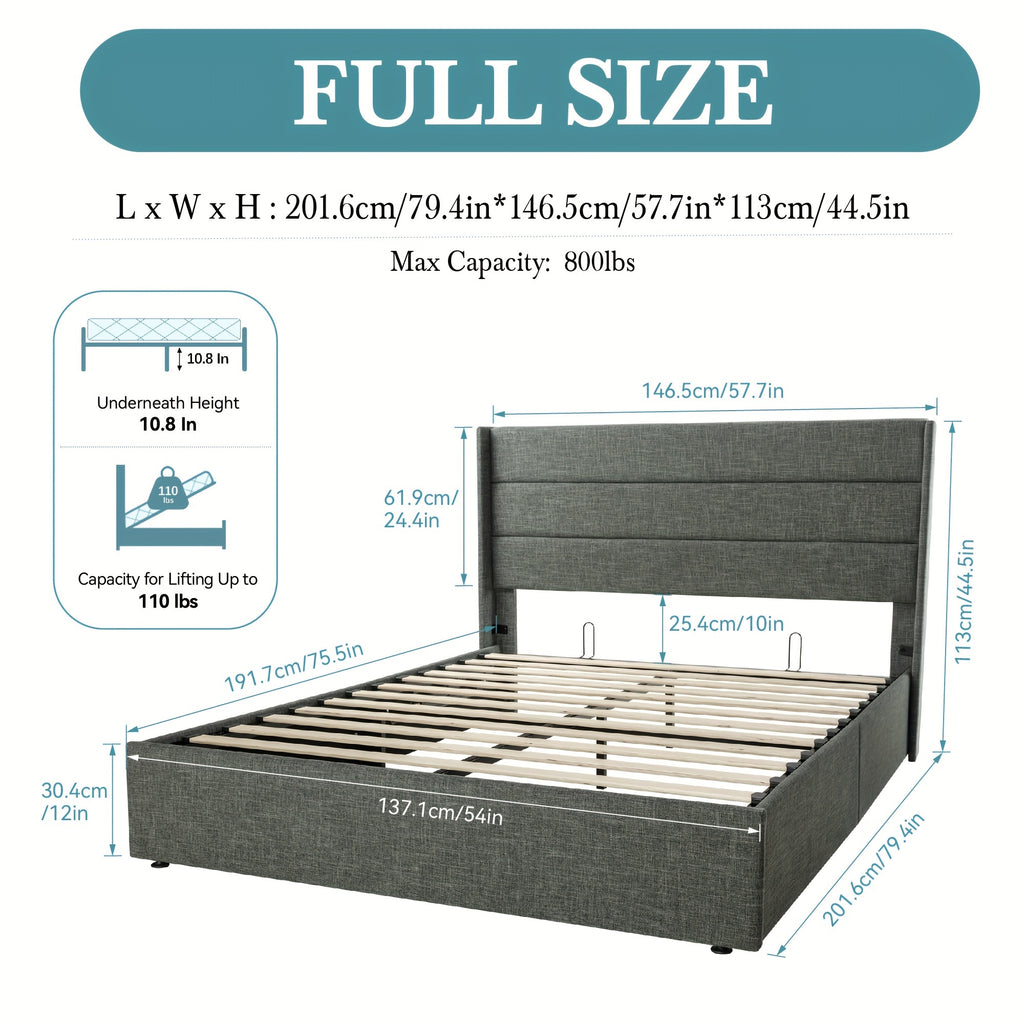 full queen king size lift storage upholstered - Temu