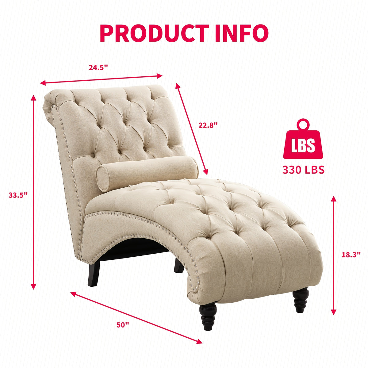 gorgeous chaise lounge chair button tufted support pillow - Temu