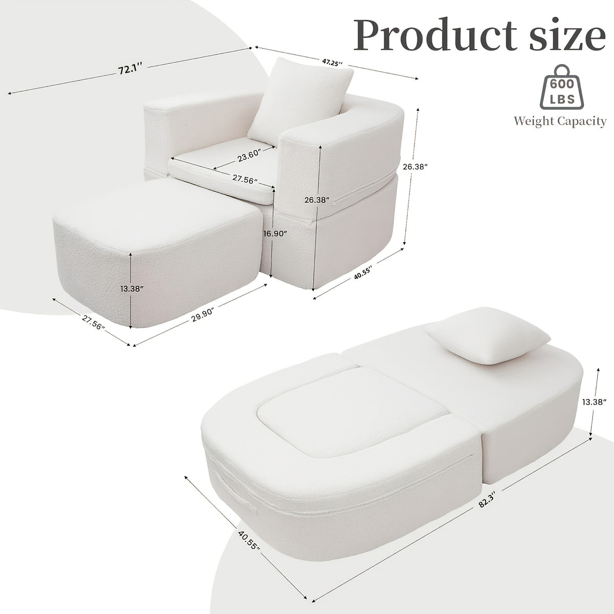 2 in 1 indoor lounge chair modern fashionable sofa bed - Temu