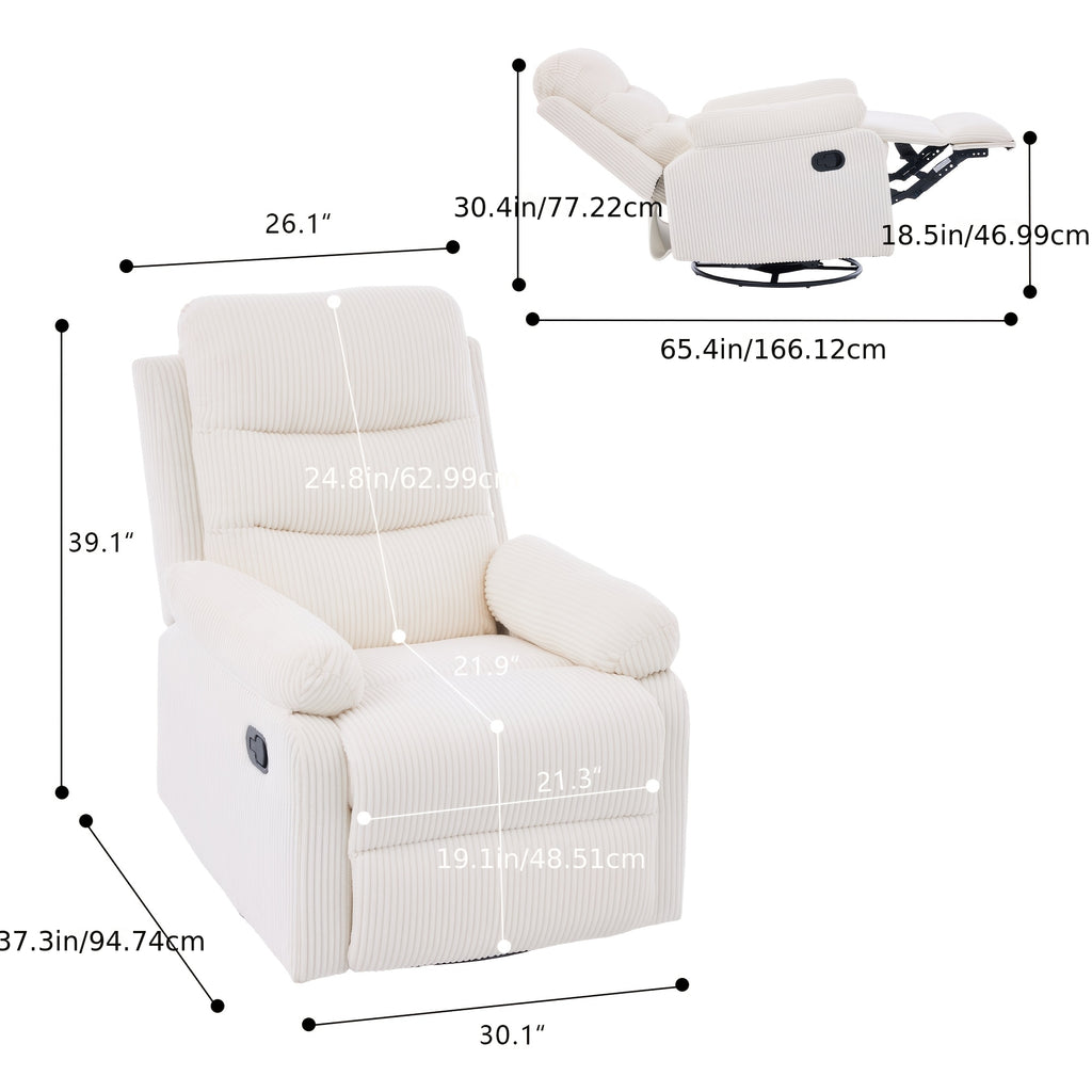 corduroy manual recliner chair high back plush single - Temu