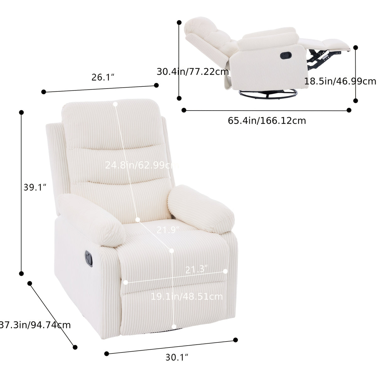 corduroy manual recliner chair high back plush single - Temu