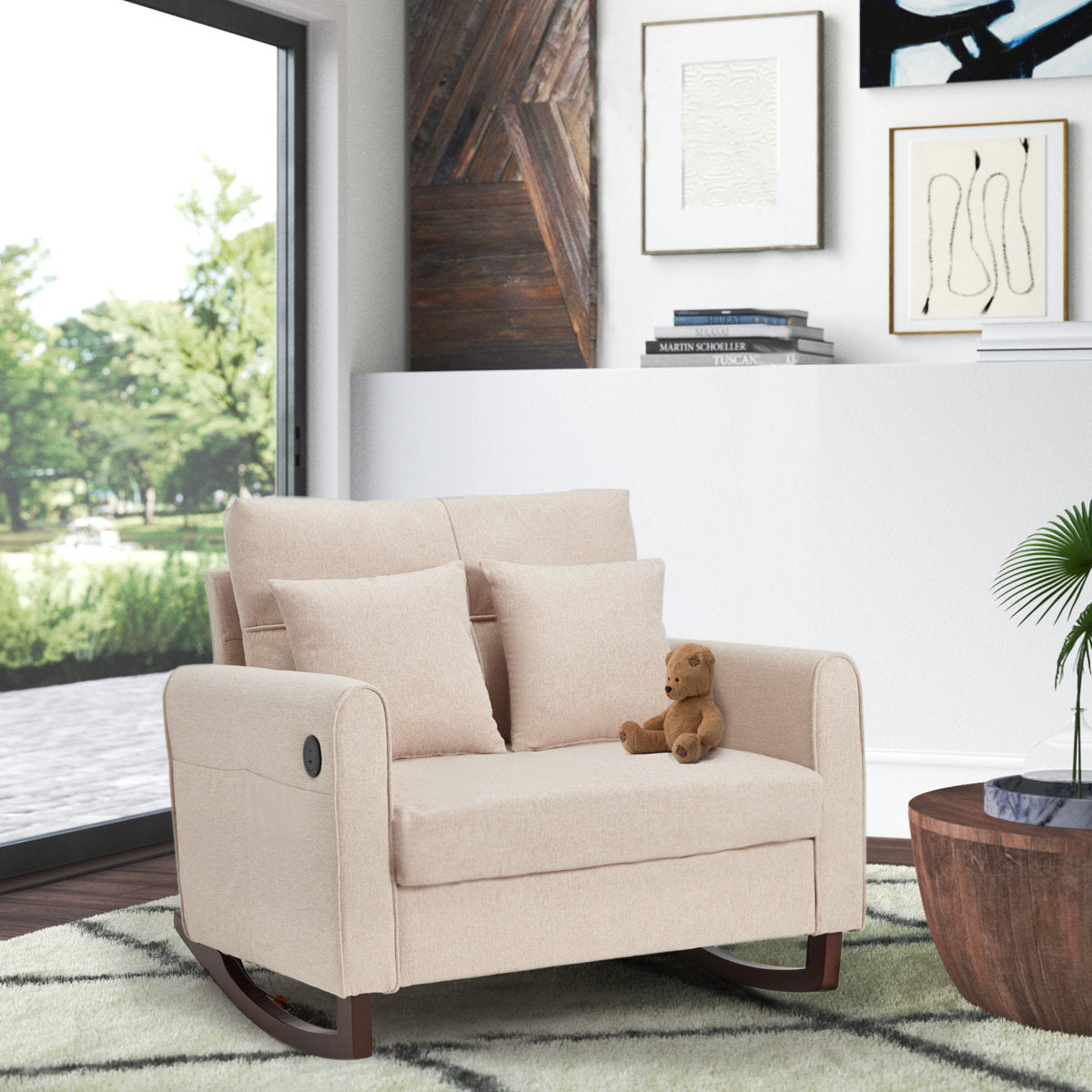 extra large beige rocking chair padded double width armchair - Temu