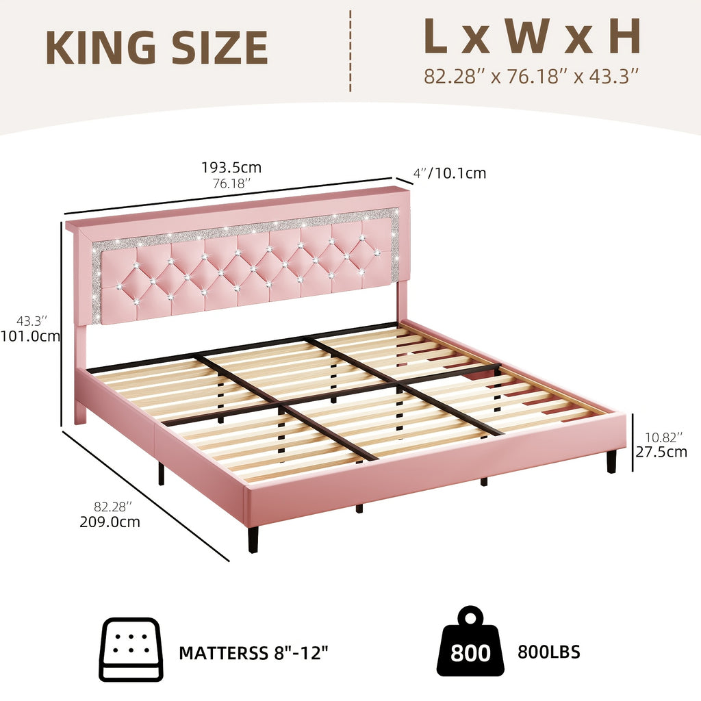 led lights king size bed frame storage headboard full queen - Temu