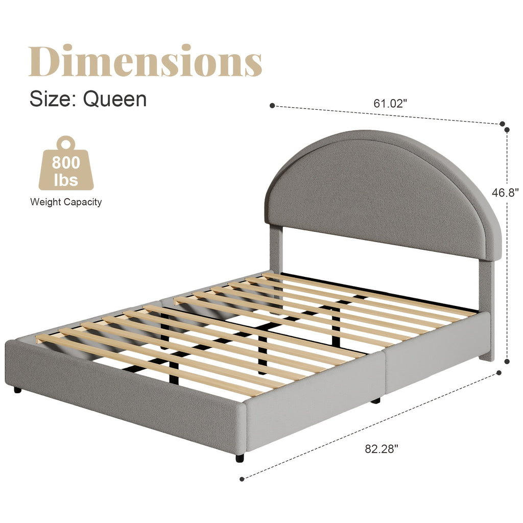 twin full queen king bed frame boucle upholstered headboard - Temu