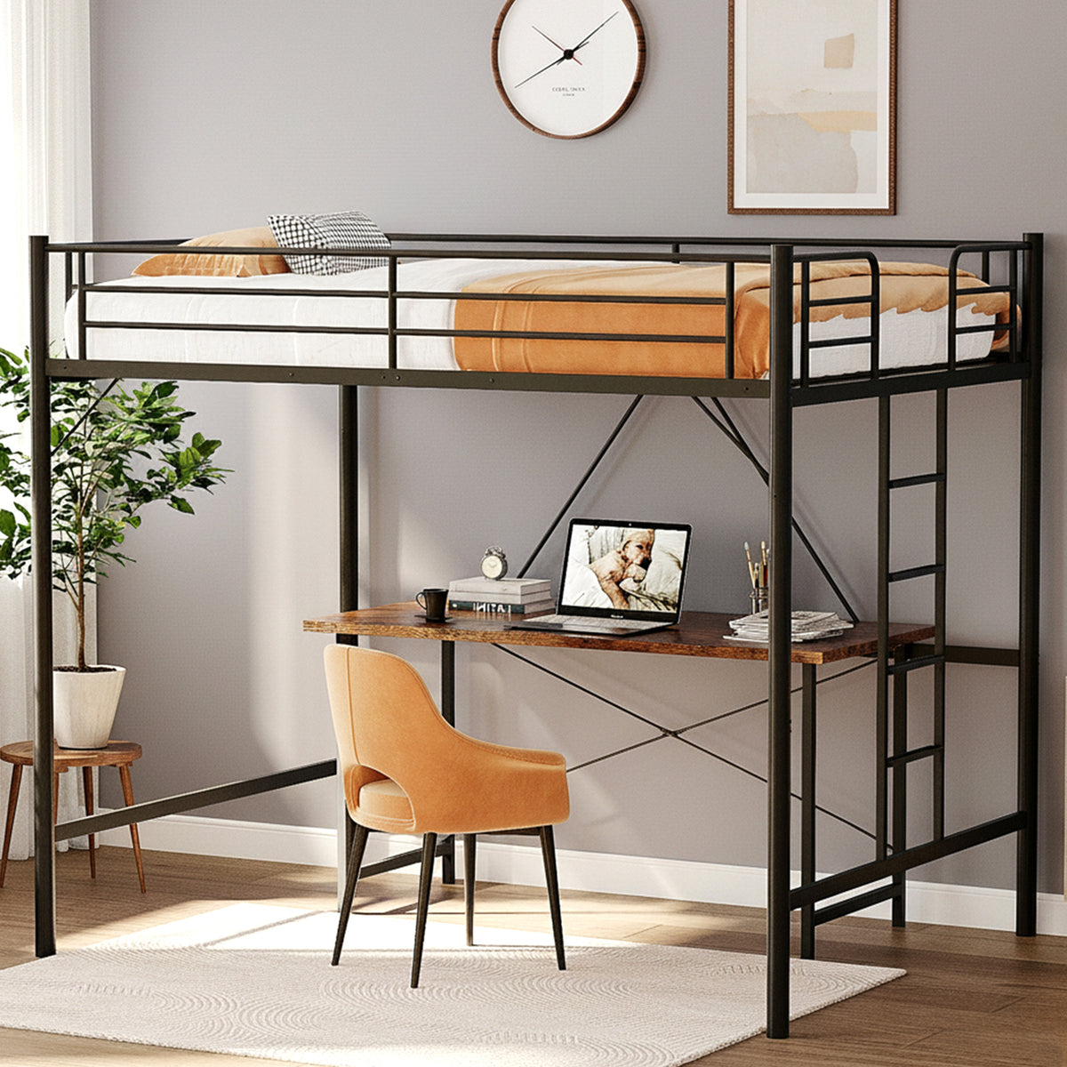 heavy duty loft bed   full size metal frame reinforced - Temu