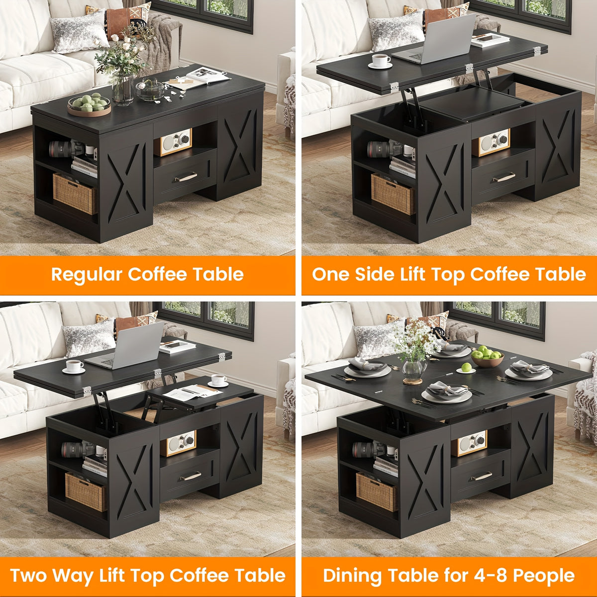lift top coffee table 39 37inch large wooden farmhouse - Temu