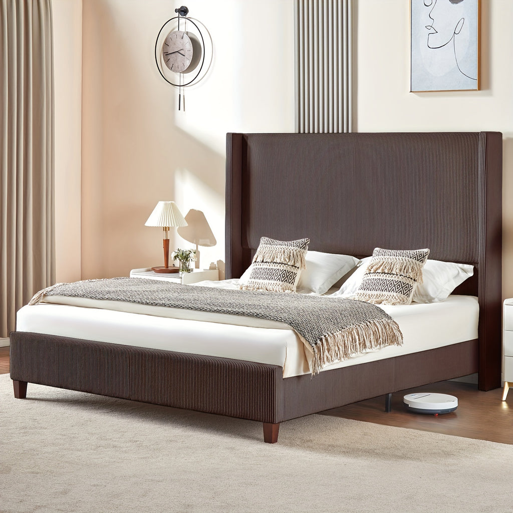 61 platform bed frame upholstered bed corduroy wingback - Temu