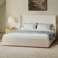 queen king size upholstered platform bed frame vertical - Temu