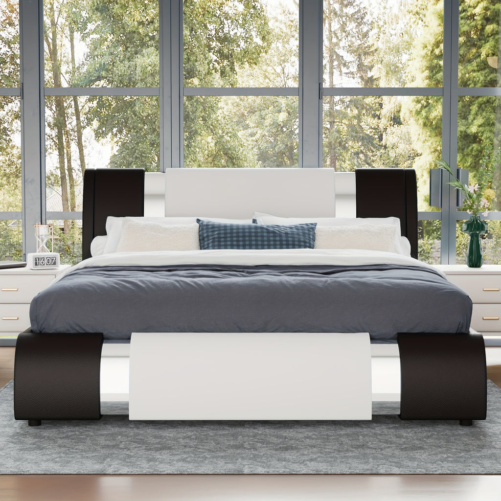 bed frame modern iron pieces decor faux leather - Temu