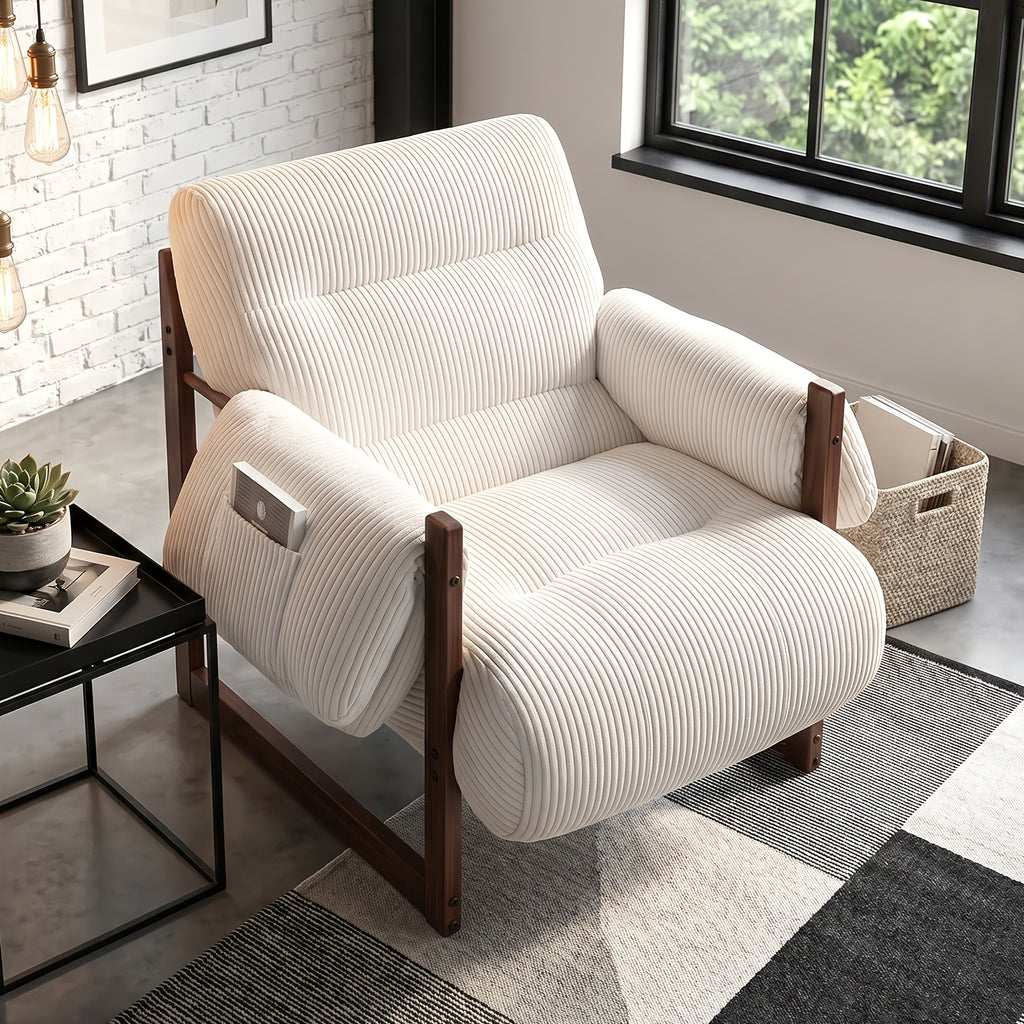 modern accent chair armrest storage pockets full body - Temu