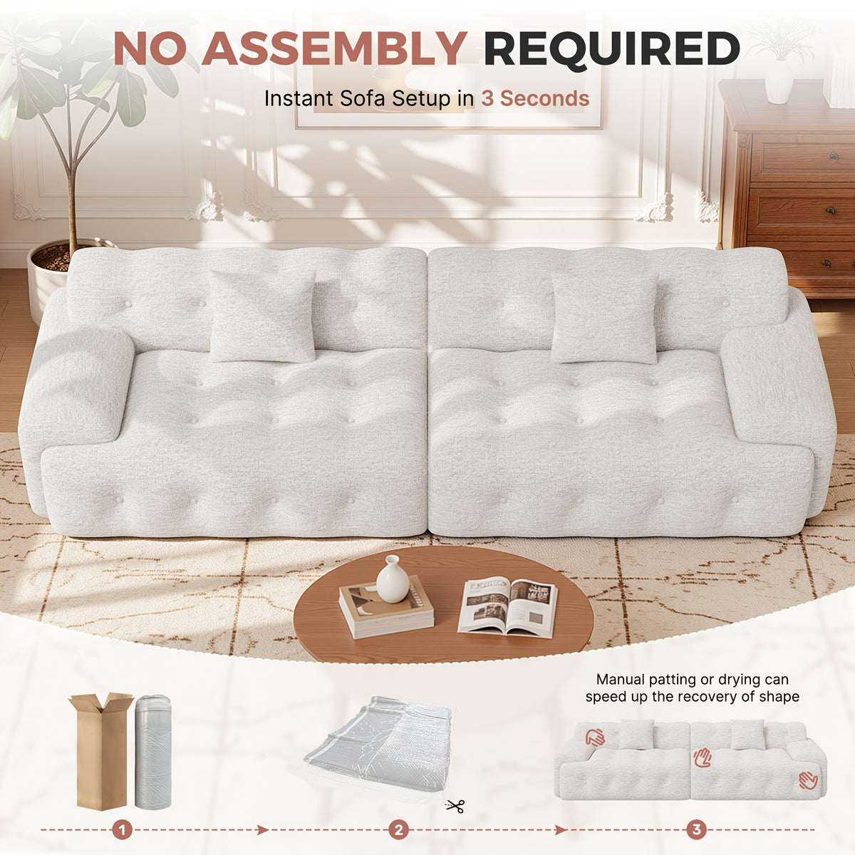 114 oversized 3 seater cloud couch modern boneless sofas - Temu