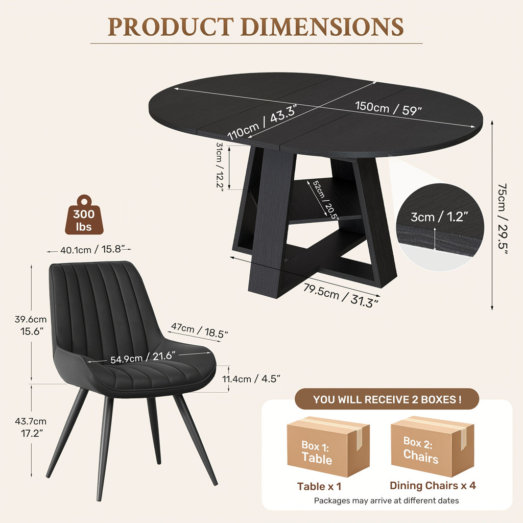5pcs modern extendable oval dining table set suitable 4 - Temu