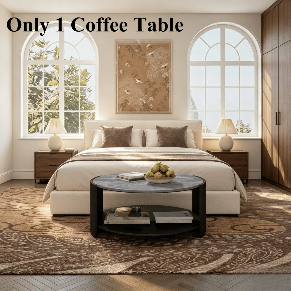 1pc modern round coffee table curved grey tabletop storage - Temu