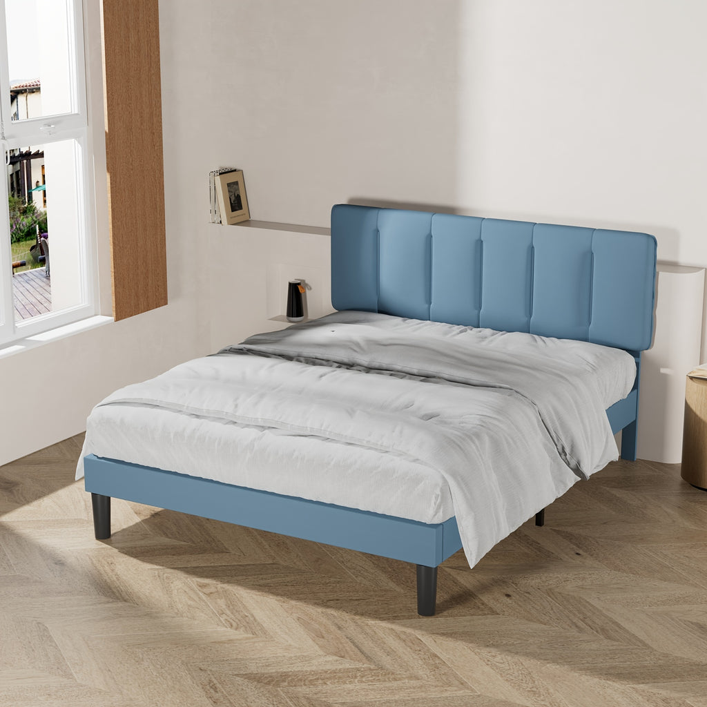modern upholstered platform bed frame adjustable fabric - Temu