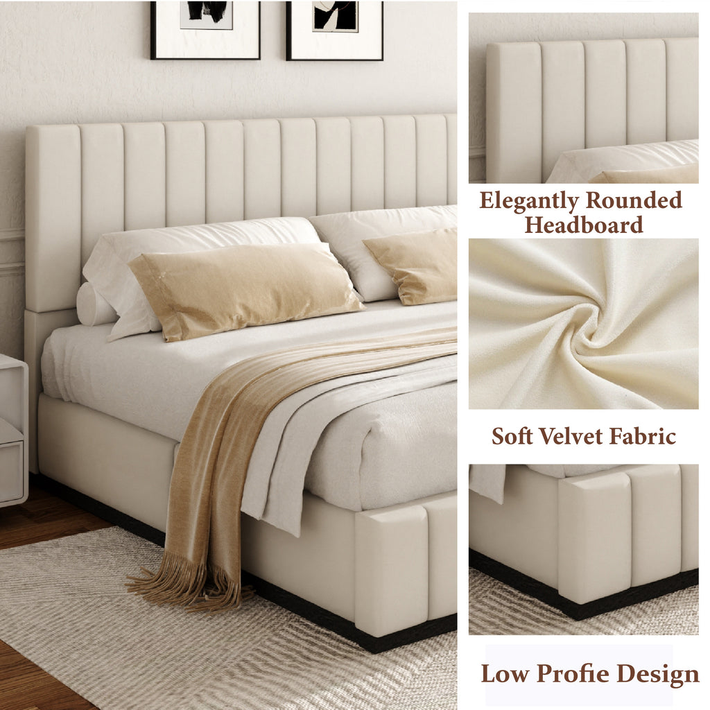 king bed frame 47 2 tall headboard vertical channel tufted - Temu