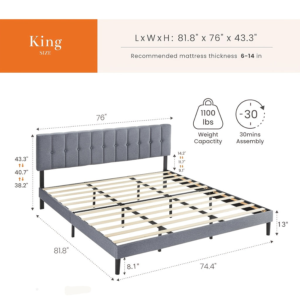bed frame headboard platform bed frame king size bed frame - Temu