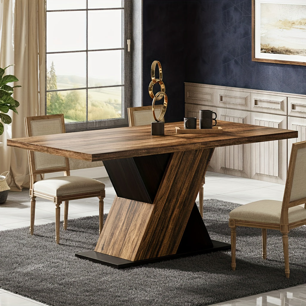 farmhouse dining table 4 6 people 55 inch rectangle kitchen - Temu