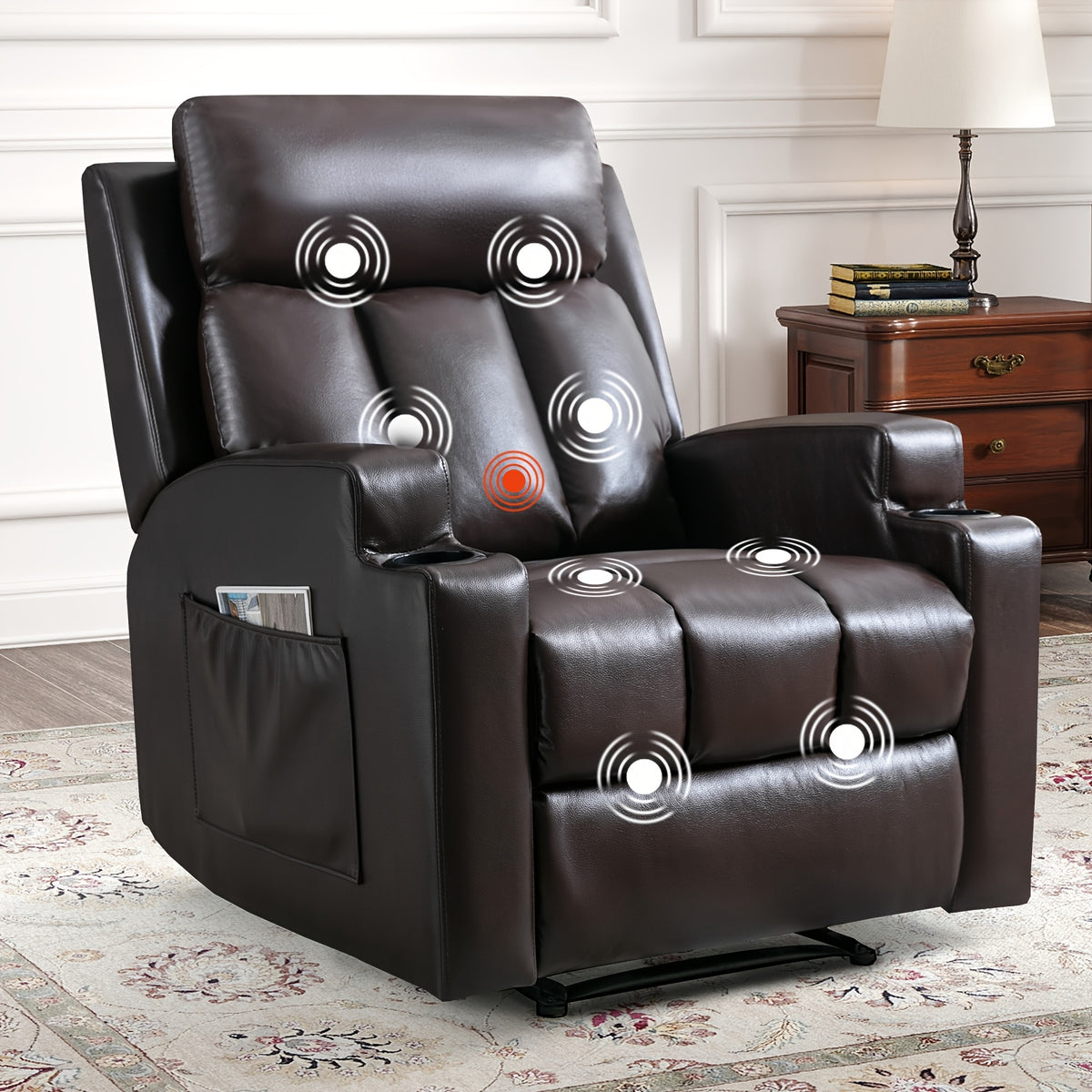 manual recliner chair massage heat soft fabric   - Temu