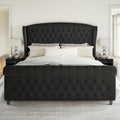 black platform bed frame a queen size chenille upholstery - Temu