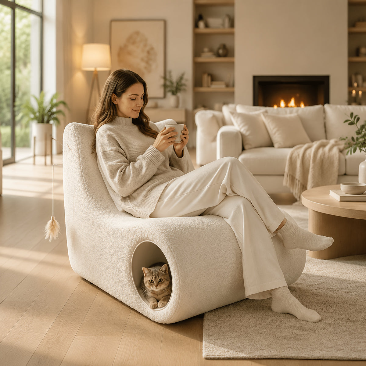 pet friendly teddy lounge chair human pet shared single sofa - Temu