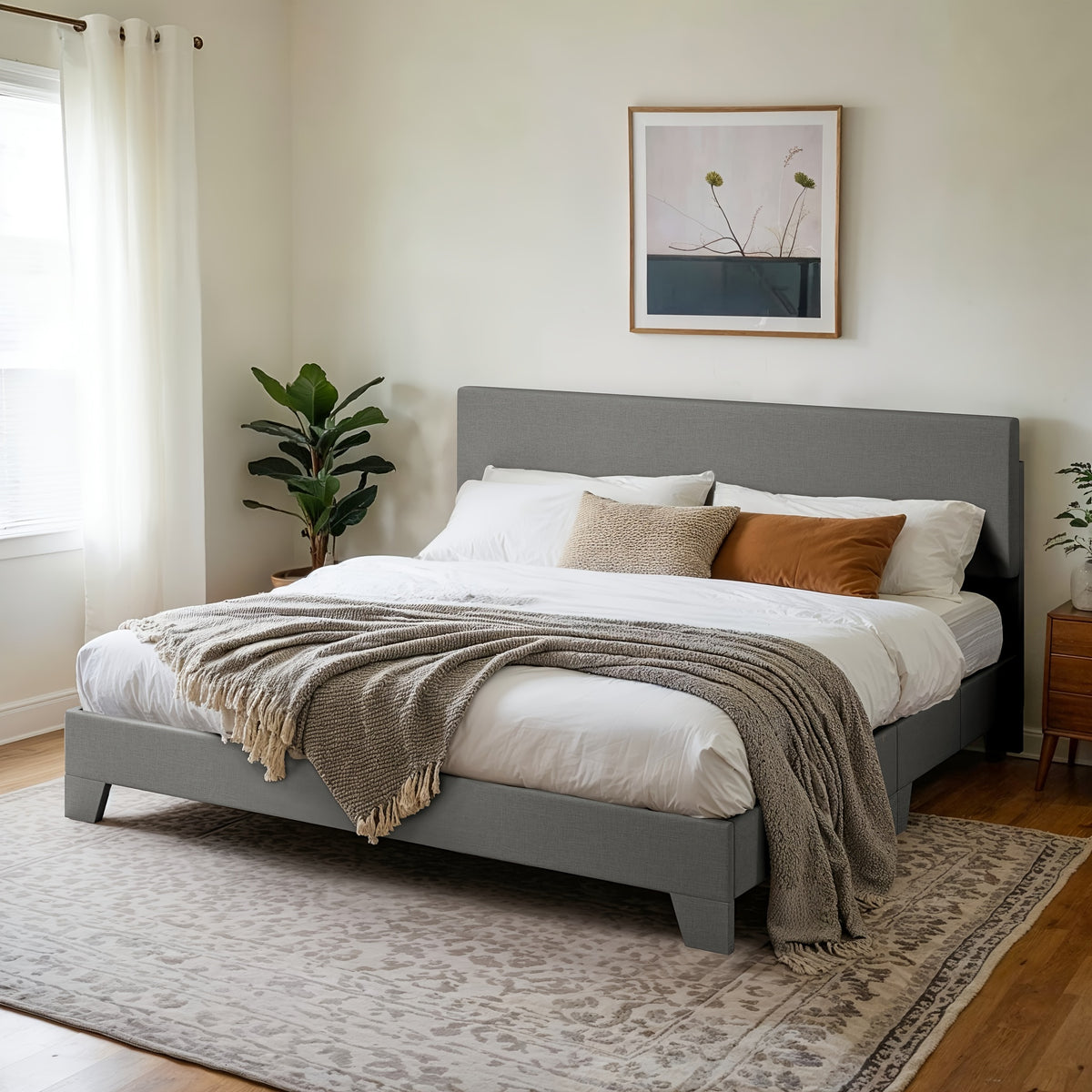 upholstered platform bed in full queen king sizes an - Temu