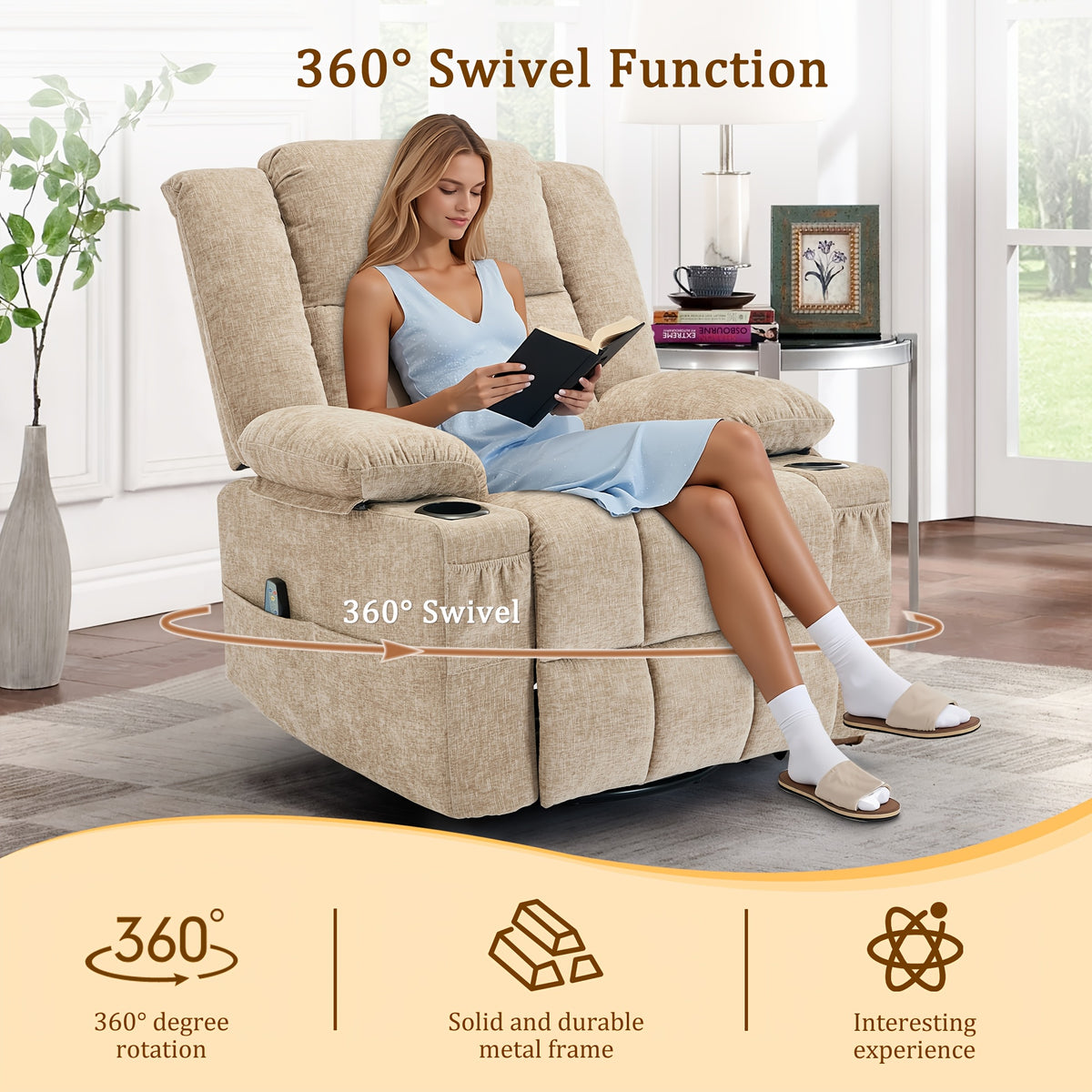 swivel recliner living room single lounge chair medium sized - Temu