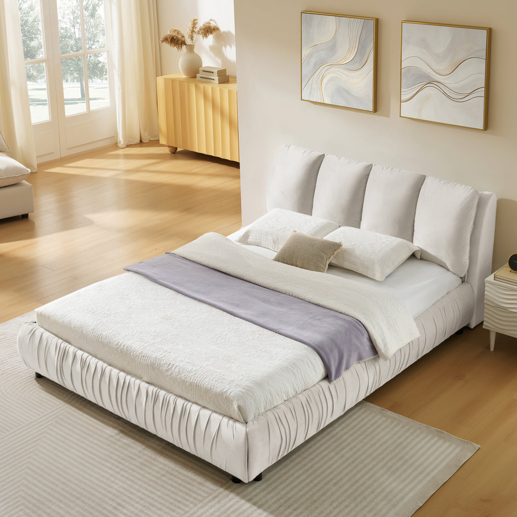 size upholstered bed frame modern minimalist style segmented - Temu