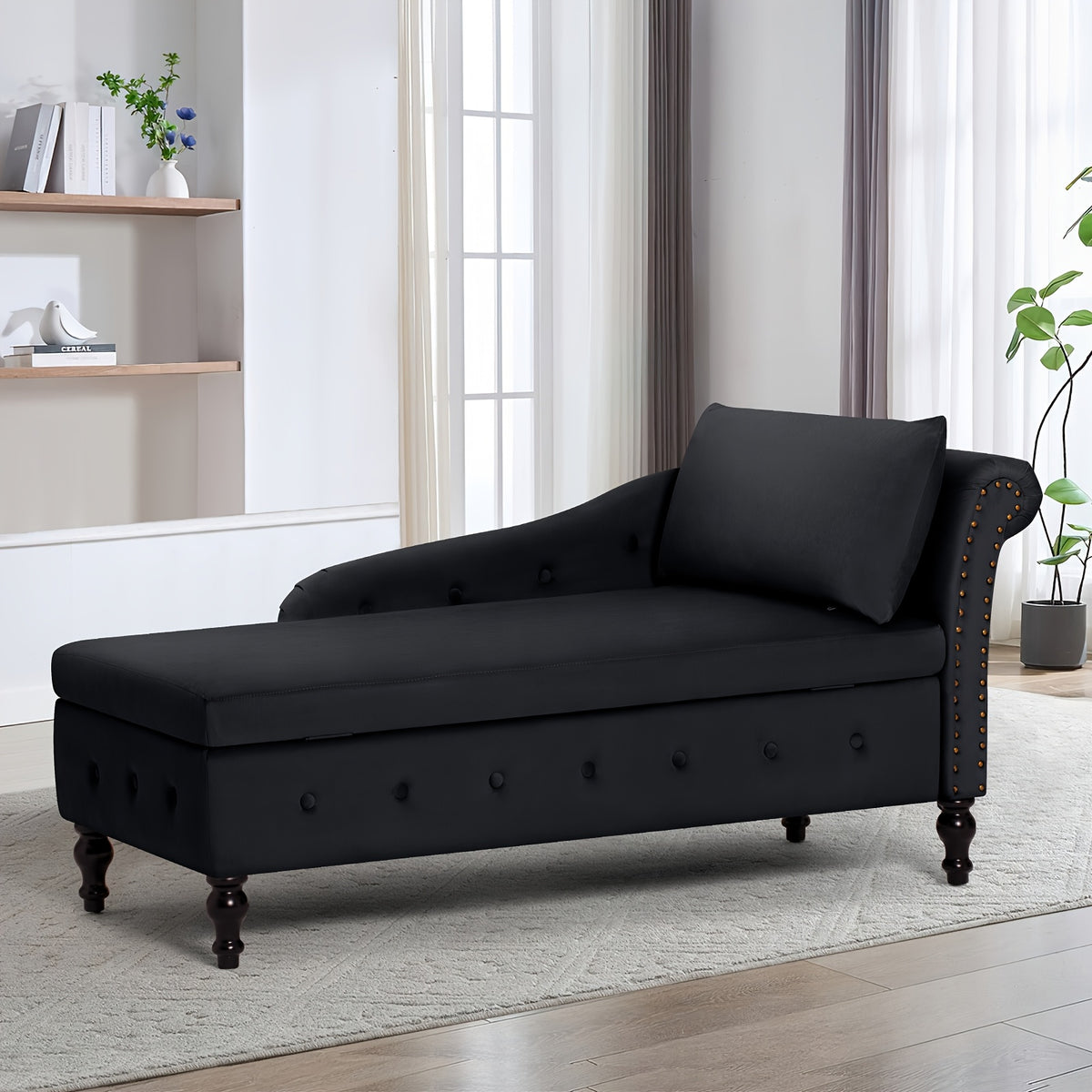 57 velvet upholstered storage chaise lounge pillow - Temu