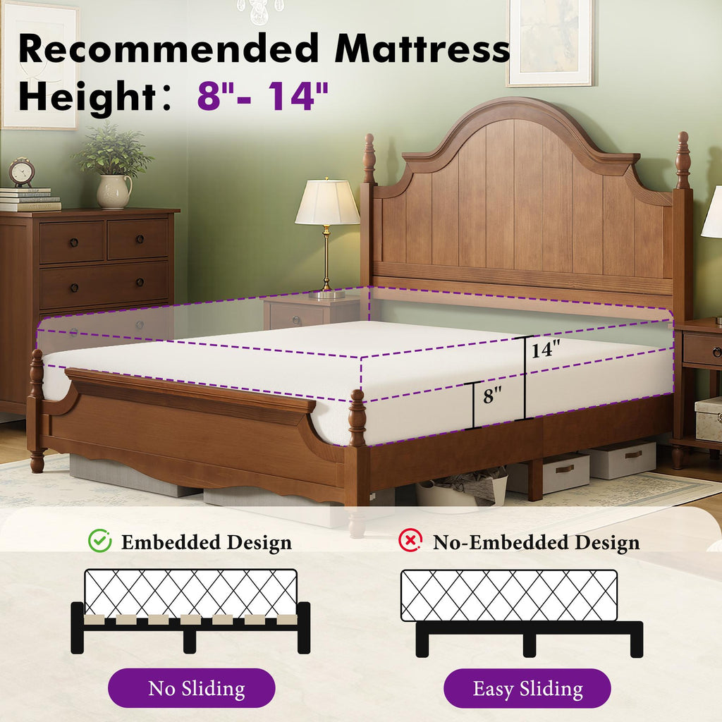 classic wooden bed frame a high arched headboard - Temu