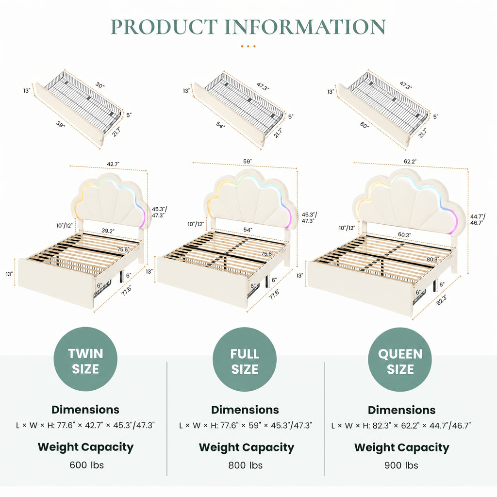 twin full queen size velvet princess petal bed frame - Temu