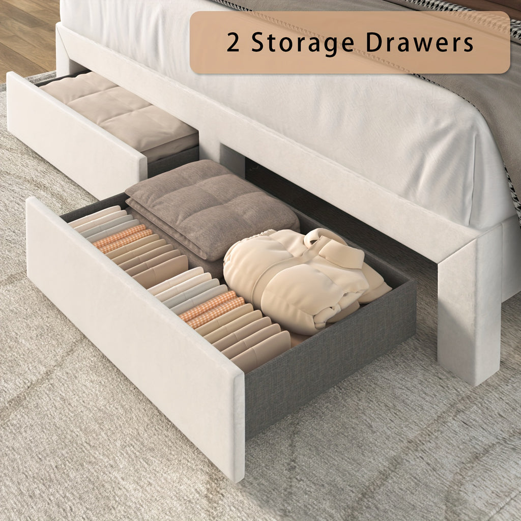 platform bed frame led adjustable headboard upholstered bed - Temu