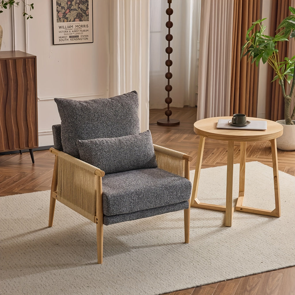 century modern accent chair solid wooden armrests - Temu