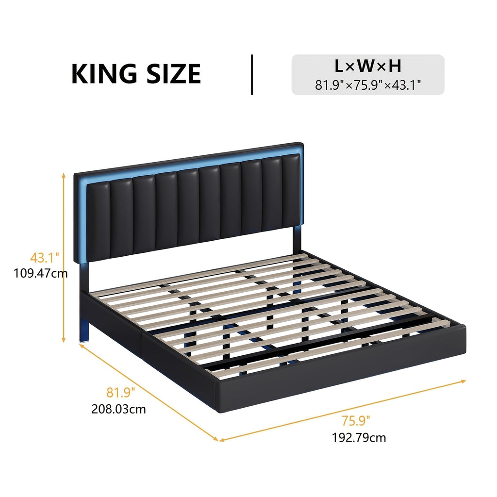 full queen king size floating bed frame led lights - Temu