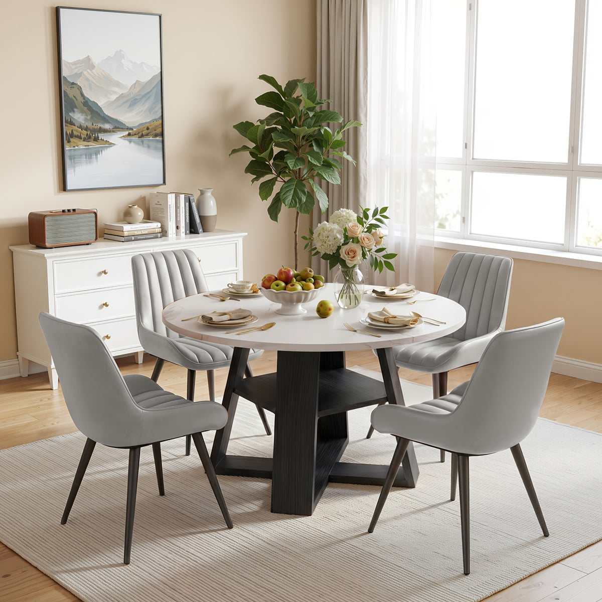 5pcs 43 3 round dining table set   table 4 chairs - Temu
