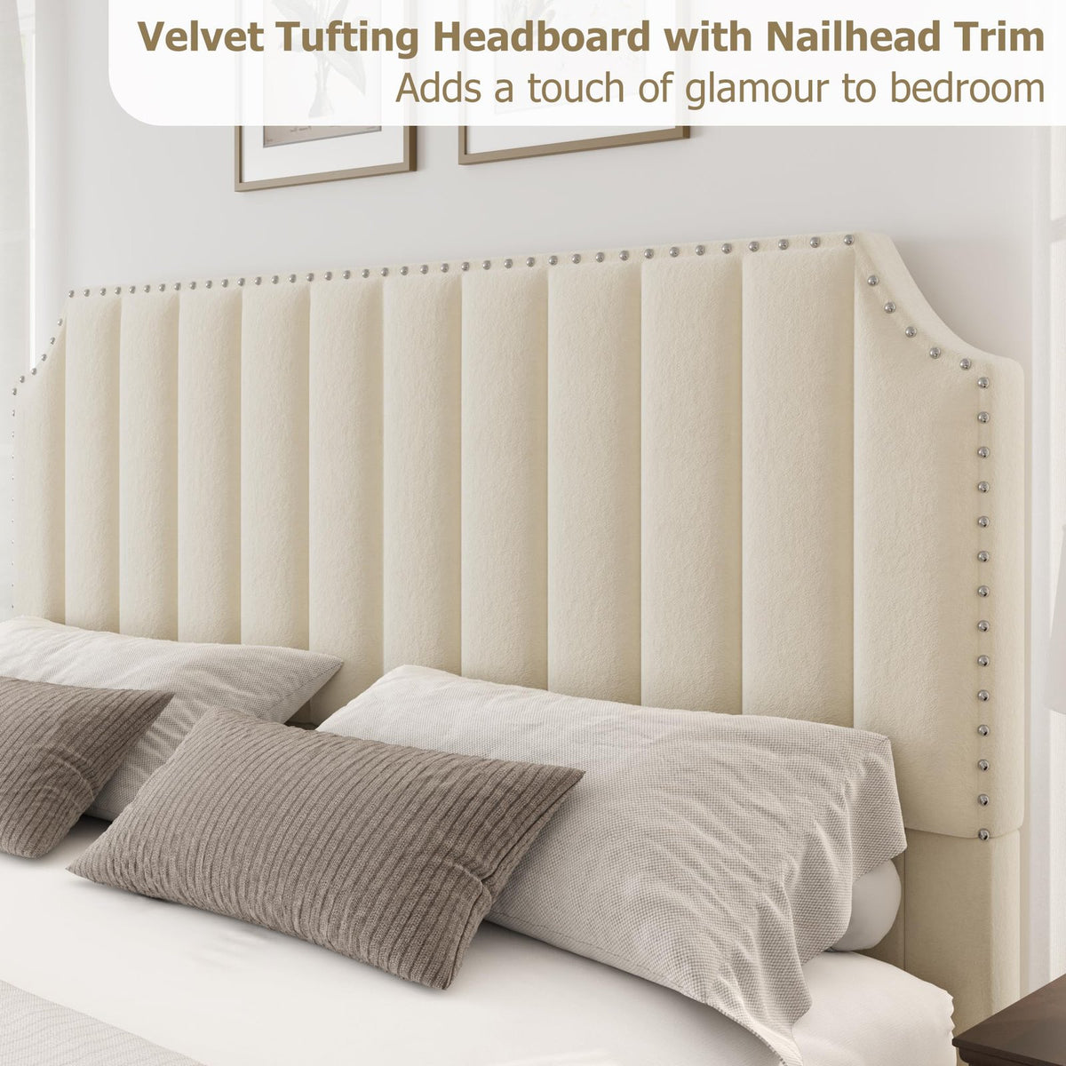 bed bed frame grey velvet queen bed frame 50 2 - Temu