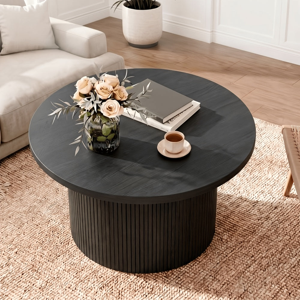 30 round coffee table modern fluted coffee table wood center - Temu