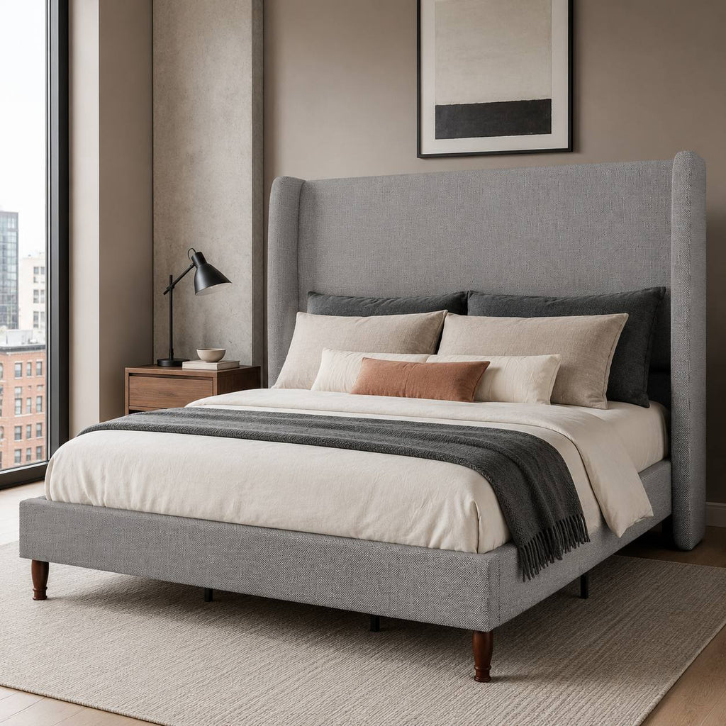 modern minimalist upholstered bed frame linen - Temu